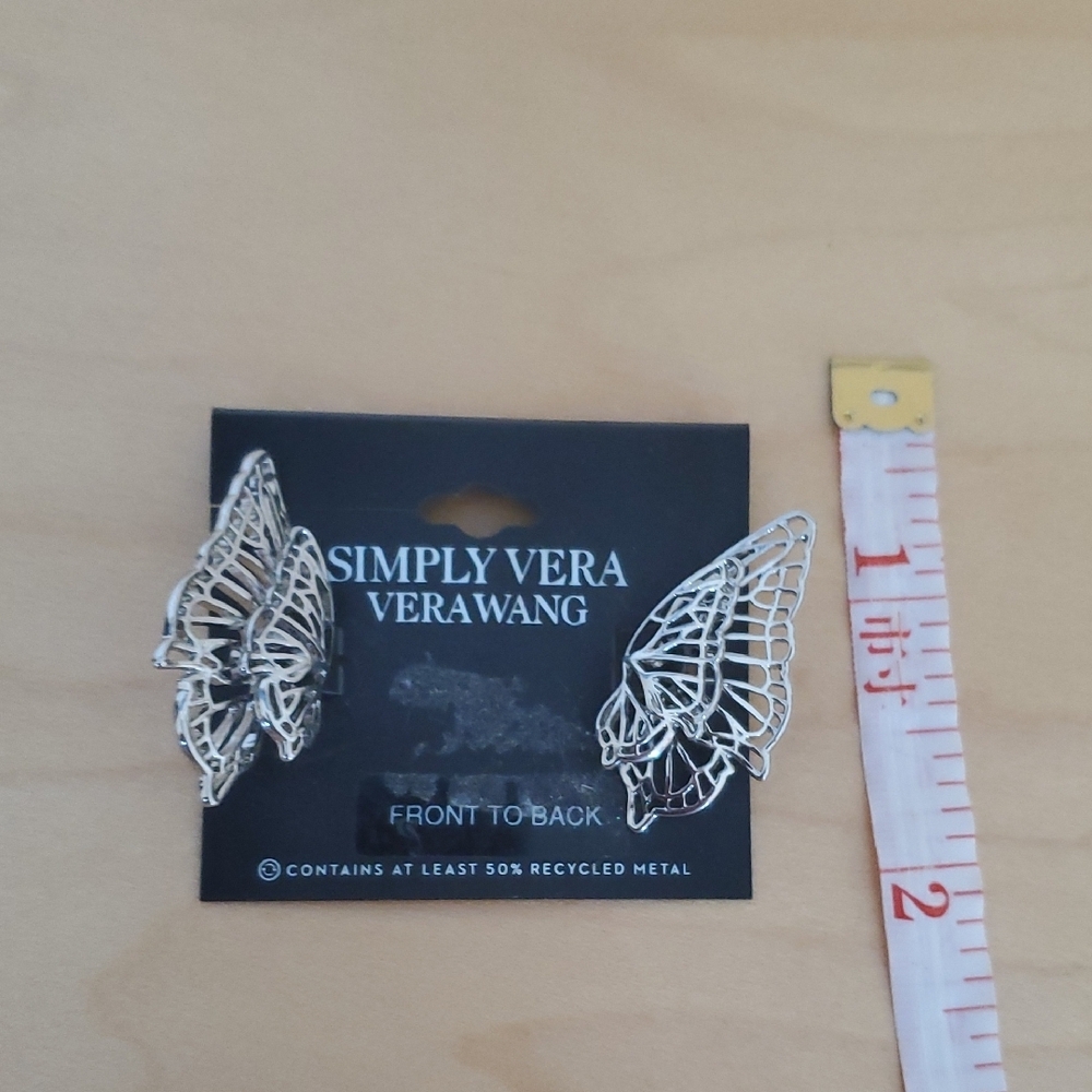 Simply Vera Vera Wang Silver-tone Openwork Butterfly Wing Earrings - Picture 3 of 4